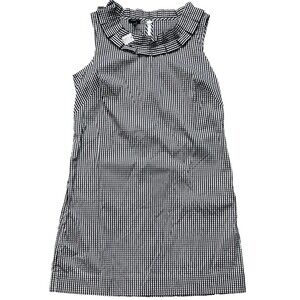 NWT Talbots Dress Sz 16P Black White Gingham Sleeveless Ruffle Neck Knee Length